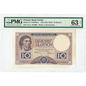 II RP, 10 złotych 1919 S. 3 A - PMG 63 RZADKOŚĆ