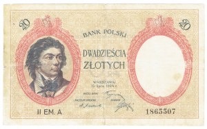 II RP, 20 zloty 1924 - II EM.A RARE