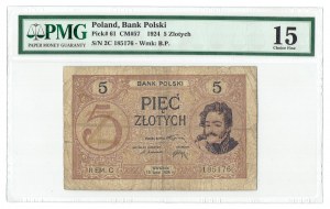 II RP, 5 złotych 15.07.1924, II EM. C PMG 15