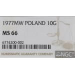 PRL, 10 groszy 1977 - NGC MS66