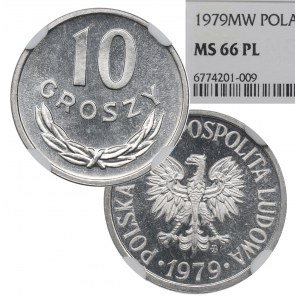 PRL, 10 groszy 1979 - NGC MS66 PL