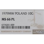 PRL, 10 groszy 1979 - NGC MS66 PL