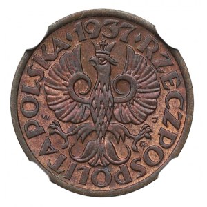 II RP, 1 grosz 1937 - NGC MS66 BN
