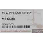II RP, 1 grosz 1937 - NGC MS66 BN