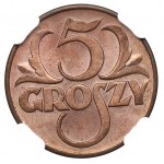 II RP, 5 groszy 1939 - NGC MS65 RB