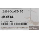 II RP, 5 groszy 1939 - NGC MS65 RB