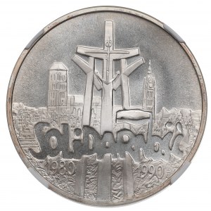 III RP, 100.000 złotych 1990 Solidarność typ A - NGC MS67