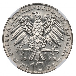 PRL, 10 złotych 1967 Świerczewski - Próba Ni NGC MS65