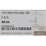 PRL, 10 zloty 1971 FAO - NGC MS66