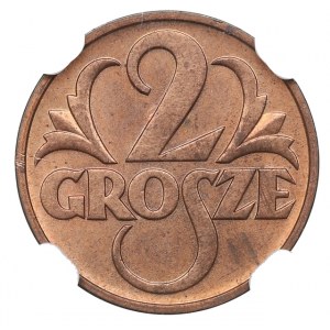 II RP, 2 grosze 1938 - NGC MS64 RB