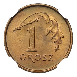 III RP, 1 grosz 1992 - NGC MS66