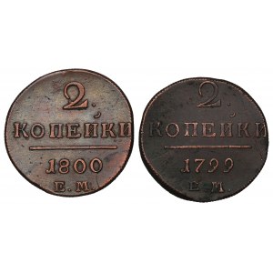 Russia, Paul I, Lot of 2 kopecks