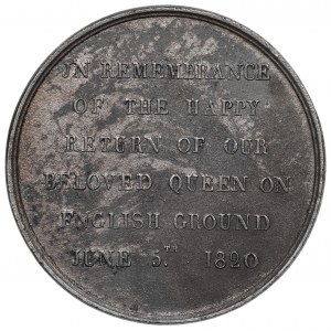 Anglia, Medal powrót królowej Karoliny 1820 - kopia XIX-wieczna