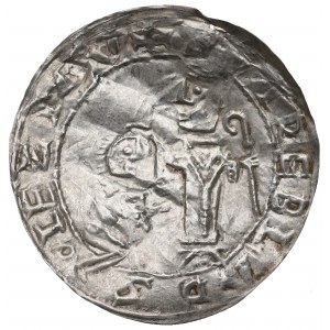 Bolesław III Krzywousty (1107-38), Kraków/Gniezno, brakteat protekcyjny - PIĘKNY