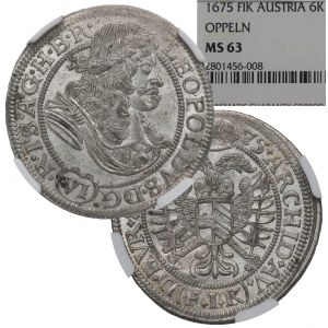 Schlesien under Habsburg, 6 kreuzer 1675, Oppeln - NGC MS63