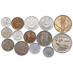 PRL, Zestaw 5 groszy-10 złotych 1949-71