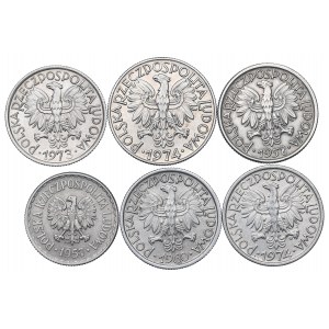 PRL, Zestaw 1-5 złotych 1957-74