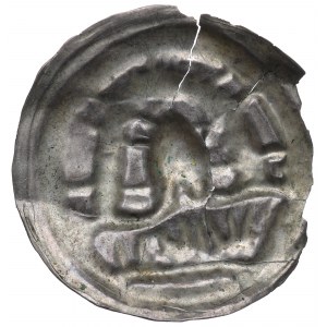 Henryk I Brodaty (1201-38) / Henryk II Pobożny (1238-41), Wrocław, brakteat, kopuła pod tęczą - rzadki