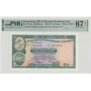 Chiny, Hong Kong 10 Dolarów 1982-83 - PMG 67EPQ