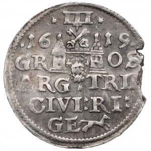 Zygmunt III Waza, Trojak Ryga 1619 - Większa głowa - RZADSZY