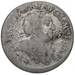 Jan III Sobieski, Szóstak 1680, Kraków - rozetki przy koronie