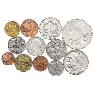 II RP, Zestaw 1 grosz-10 złotych