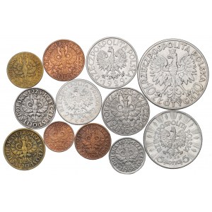 II RP, Zestaw 1 grosz-10 złotych