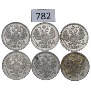 Russia, Nicholas II, lot of 20 kopecks 1909-14