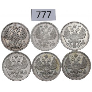 Russia, Nicholas II, lot of 20 kopecks 1907-15