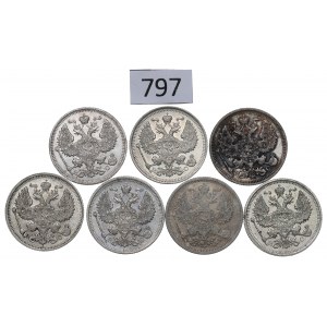 Russia, Nicholas II, lot of 20 kopecks 1906-15