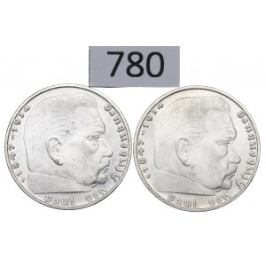 III Reich, lot 2 mark 1937 J Hindenburg