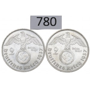 III Reich, lot 2 mark 1937 J Hindenburg