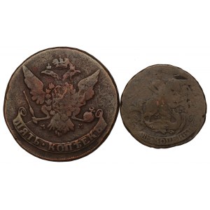 Russia, Catherine II, Lot 2 and 5 kopecks