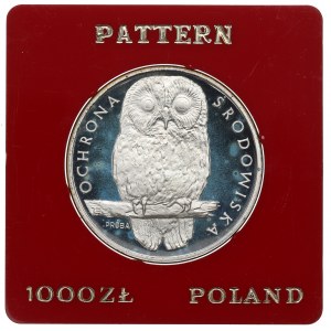PRL, 1.000 złotych 1986 Ochrona środowiska - Próba Sowa Ag