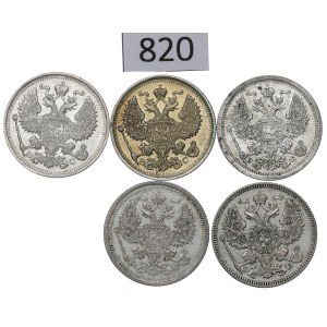 Russia, Nicholas II, lot of 20 kopecks 1907-14