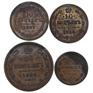 Russia, Lot of 5-20 kopecks 1865-1916