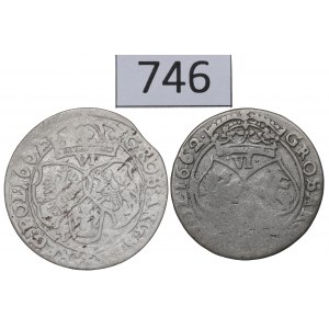 John II Casimir, lot of 6 groschen 1662, Bromberg and Posen