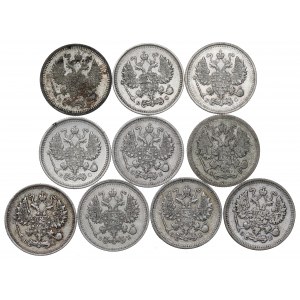Russia, Nicholas II, Lot of 10 kopecks 1903-14