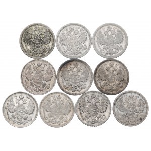 Russia, Nicholas II, Lot of 15 kopecks 1902-15