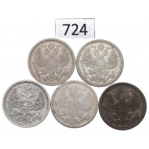 Russia, Nicholas II, lot of 20 kopecks 1901-08