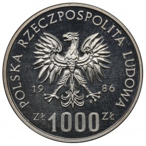 PRL, 1.000 złotych 1986 Narodowy czyn pomocy szkolnej - Próba Ag