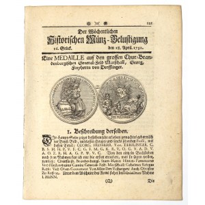 Historischen Munz-Belustigung 1731 - Medal Feldmarszałek von Dersslinger