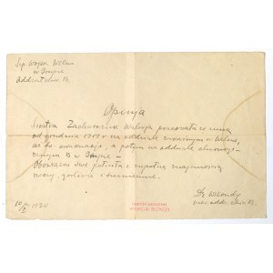 II RP, Opinia Szpital Wojskowy w Wilnie 1920