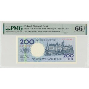 IIIRP, 200 PLN 1990 - D - PMG 66EPQ