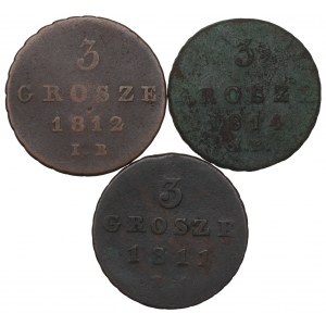 Księstwo Warszawskie, Zestaw 3 grosze 1811-14