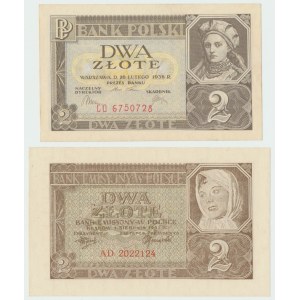 II RP, GG, Set of 2 gold 1936 CO and 2 gold 1940 AD.