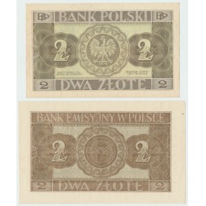 II RP, GG, Set of 2 gold 1936 CO and 2 gold 1940 AD.
