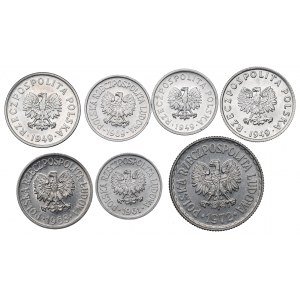 PRL, Zestaw 5 groszy-1 złoty 1949-72