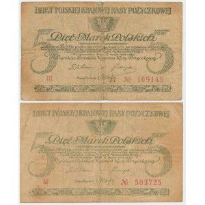 II RP, Zestaw 5 marek polskich 1919 IR i IJ (2 egz)