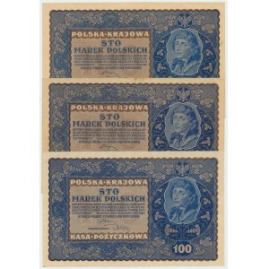 II RP, Zestaw 100 marek 1919 (3 egz)